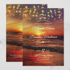 Convite Sunset Beach String Lights Summer Wedemony