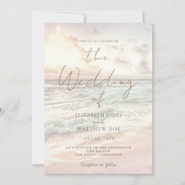 Convite Sunset Beach Wedding Beachfront Wedding Invitation