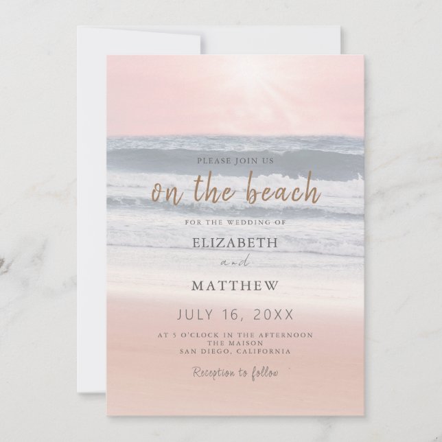 Convite Sunset Beach Wedding | Oceanside Wedding (Frente)