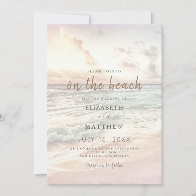 Convite Sunset Beach Wedding | Oceanside Wedding (Frente)