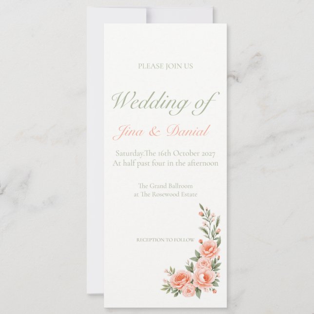 Convite Sunset Bloom - Laranja Suave (Frente)