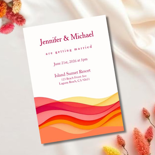 Convite Sunset Color Waves Modern Wedding  (Sunset Color Waves Modern Wedding  Invitation)