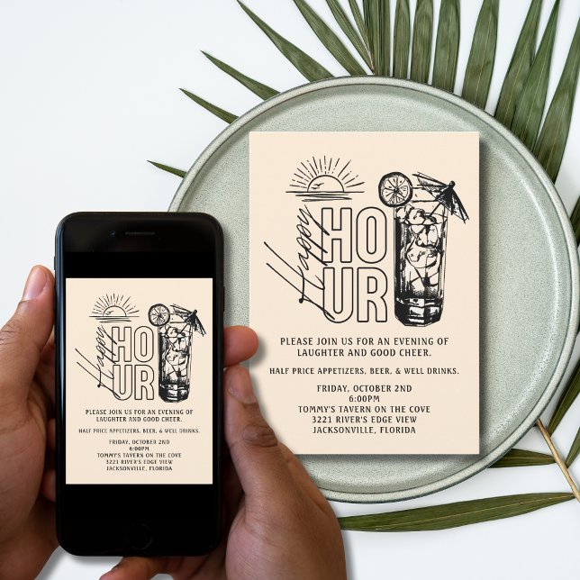 Convite Sunset Happy Hour Invitation (Criador carregado)