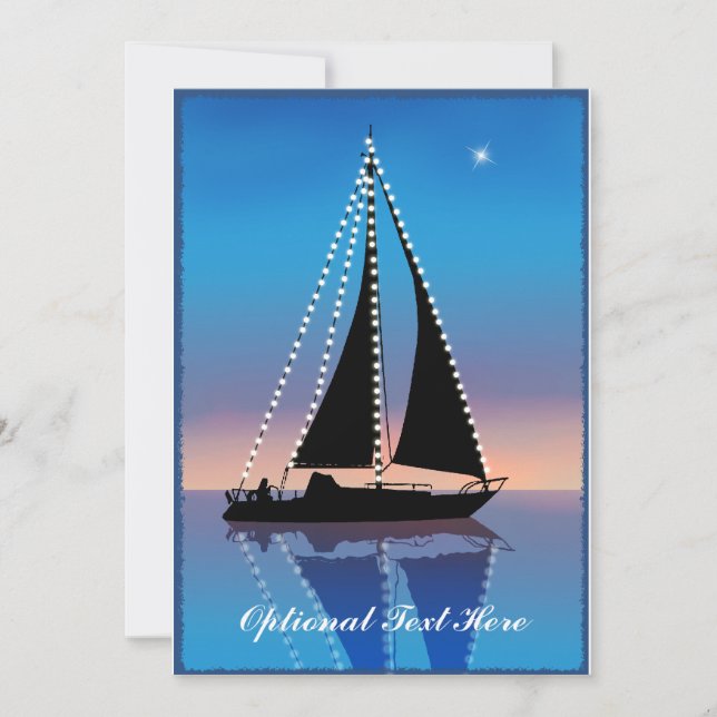 Convite Sunset Sails com luzes de férias (Frente)