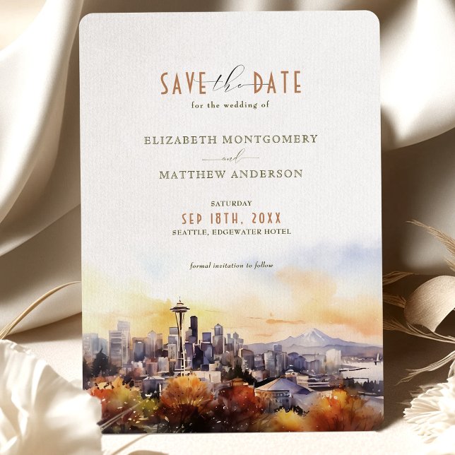 Convite Sunset Silhouette Seattle Save-the-Date (Criador carregado)