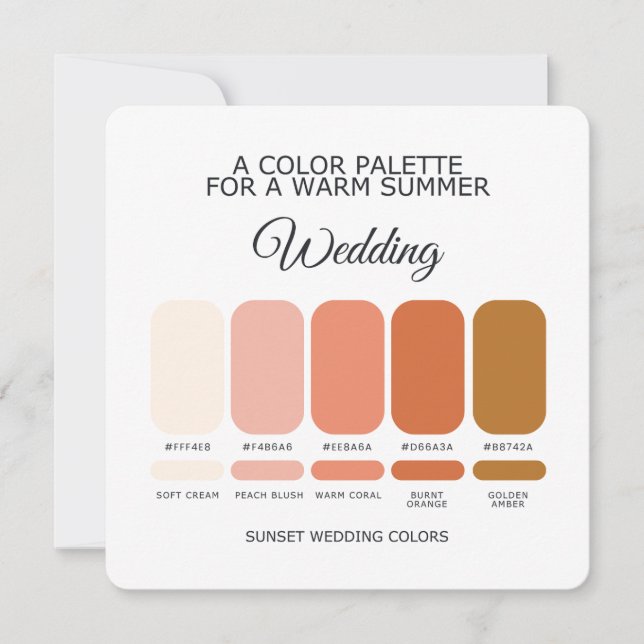 Convite Sunset Wedding Color Palette Card (Frente)