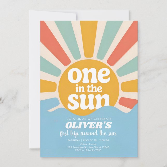 Convite Sunshine and Smiles One Year Celebration  (Frente)