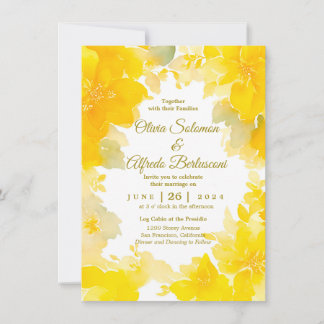 Convite Sunshine & Blooms: Amarelo Watercolor Floral