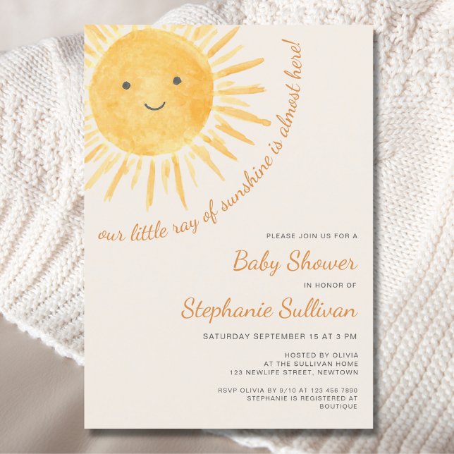 Convite Sunshine Boho Chá de fraldas Sun Neutro por Gênero (Criador carregado)