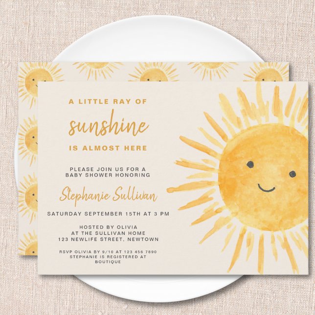 Convite Sunshine Boho Chá de fraldas Sun Neutro por Gênero (Criador carregado)