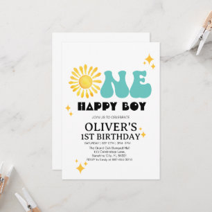 Convite Sunshine, Boho One Happy Boy Primeiro aniversário