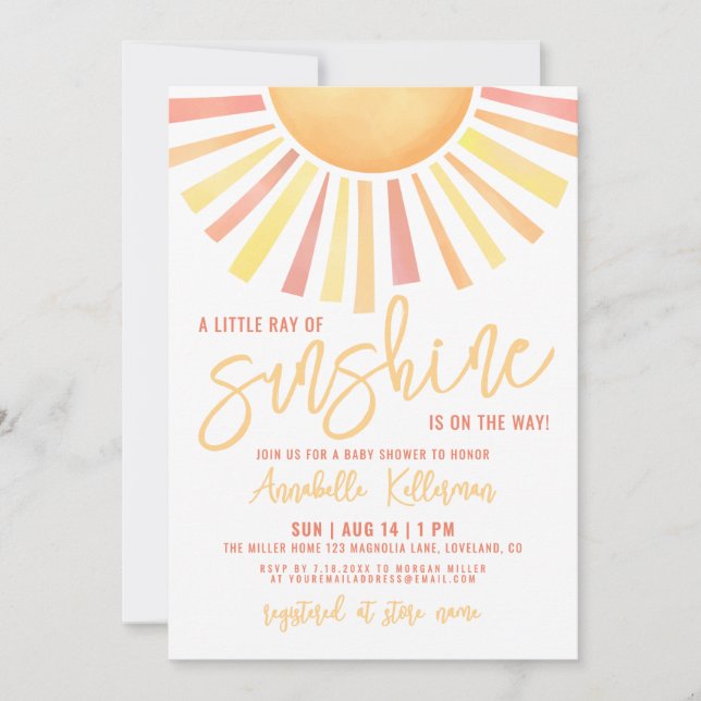 Convite Sunshine Boho Sun Baby Shower (Frente)