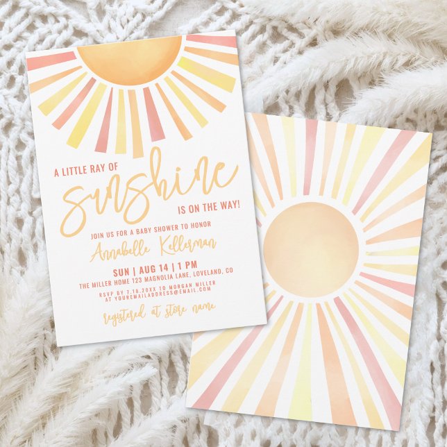 Convite Sunshine Boho Sun Baby Shower (Sunshine Boho Sun Baby Shower Invitation)