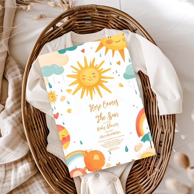 Convite Sunshine Boho Sun Chá de fraldas Neutro por Gênero (Criador carregado)