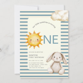 Convite Sunshine Cute Bunny First Birthday OR code