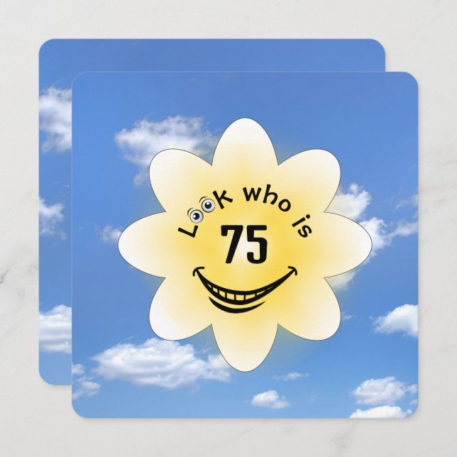 Convite Sunshine de Verão, Festa de aniversário 75 (Frente/Verso)