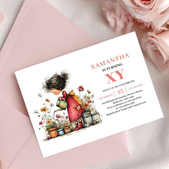 Convite Sunshine Fairy Girl Birthday Blush Pink invitation (Sunshine Fairy Girl Birthday Blush Pink invitation)