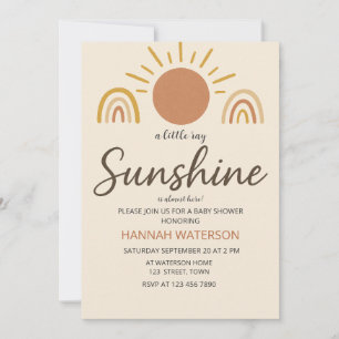Convite Sunshine Gênero Chá de fraldas Nervoso Neutro