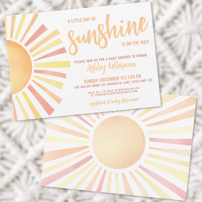 Convite Sunshine Gênero Chá de fraldas Nervoso Neutro (Sunshine Gender Neutral Boho Sun Baby Shower Invitation)