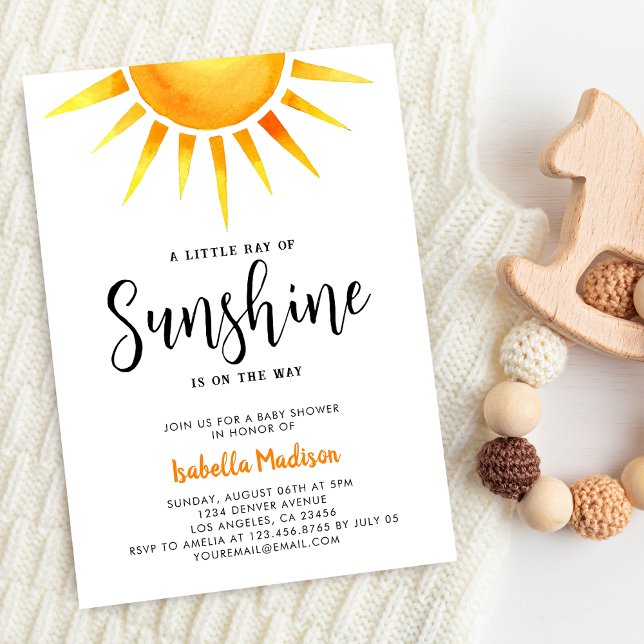Convite Sunshine Gênero Chá de fraldas neutro (Sunshine Gender Neutral Baby Shower Invitation
)
