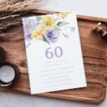 Convite Sunshine & Lavender Purple 60º Festa de Aniversári<br><div class="desc">Sunshine & Lavender Purple 60º Convite à Festa de Aniversário Ver coleção correspondente em Niche e Nest Store</div>