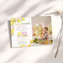 Convite Sunshine Lemon Lemonade First Birthday Invitation
