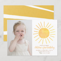 Sunshine Modern Watercolor Foto de Aniversário