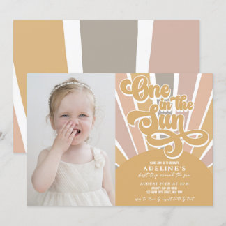 Convite Sunshine One in the Sun First Birthday Boho Photo