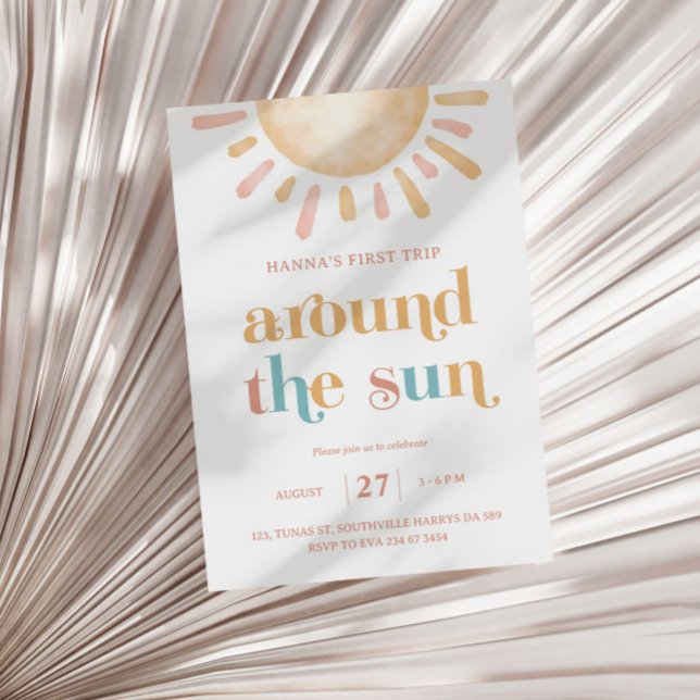 Convite Sunshine Primeira Viagem Em Torno Do primeiro aniv (Criador carregado)