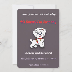 Convite Super Cão Aniversário Personalizado a Cor do Choco