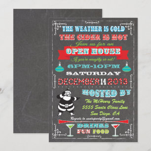 Convite Super Divertida Casa Aberta de Natal no Quadro Neg