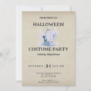 Convite Super Fofo e Assustador Fantasma Vintage Halloween