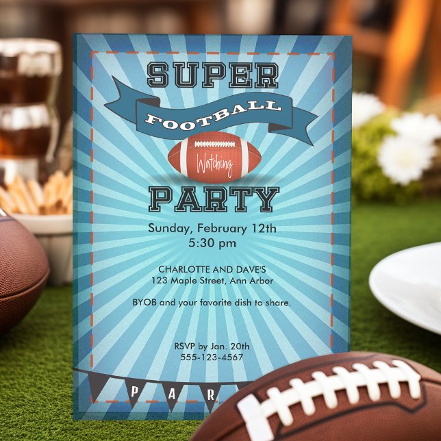 Convite Super Futebol Game Assistindo Festa (Custom football party invitations)