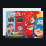 Convite Super-herói Birthday Brothers Blue Red Photo Boy<br><div class="desc">Herói Aniversário Irmãos Foto Blue Red Joint Boy Convite! Perfeito para qualquer idade de aniversário, basta mudar o texto para se adequar à sua festa. Impressão traseiro incluído.</div>