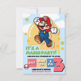 Convite Super Mario Birthday Invitation