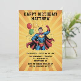 Convite Superhero Boys Birthday Party