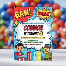 Convite Superhero Boys Birthday Party Invitation