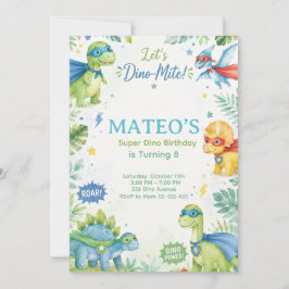 Convite Superhero Dinosaur Watercolor Birthday Party Paste
