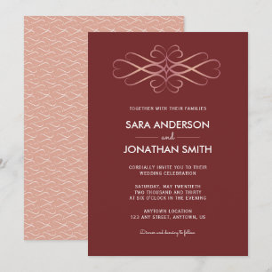 Convite Suportes Dourados rosa   Burgundy Wedding