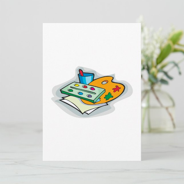 Convite Suprimentos de arte Paleta de aquarela e pincel (Criador carregado)