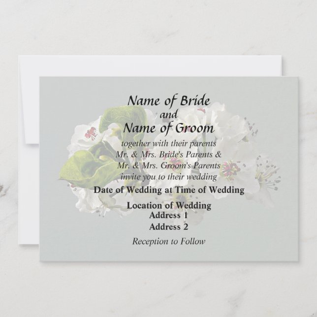 Convite Suprimentos de Casamento Flores de Árvore de Pera  (Frente)