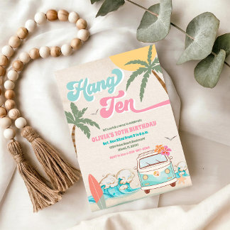 Convite Surf Birthday Beach Party Invitation