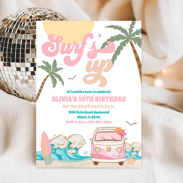 Convite Surf Birthday Party Invitation (Criador carregado)