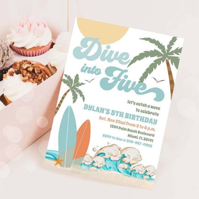 Convite Surf Birthday Party Invitation (Criador carregado)