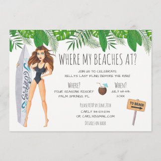 Convite Surf de Bachelorette de Watercolor