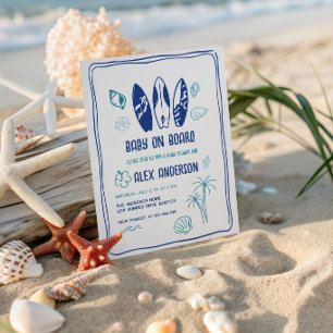 Convite Surfando Bebê, Bebê na Praia a Bordo Chuveiro