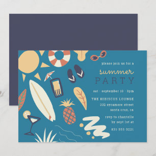 Convite Surfboard e Sun   Festa de aniversário De Verão De