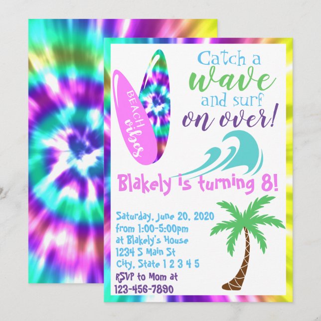 Convite Surfe no aniversário (Frente/Verso)
