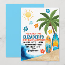 Surfing Birthday Party Invitation