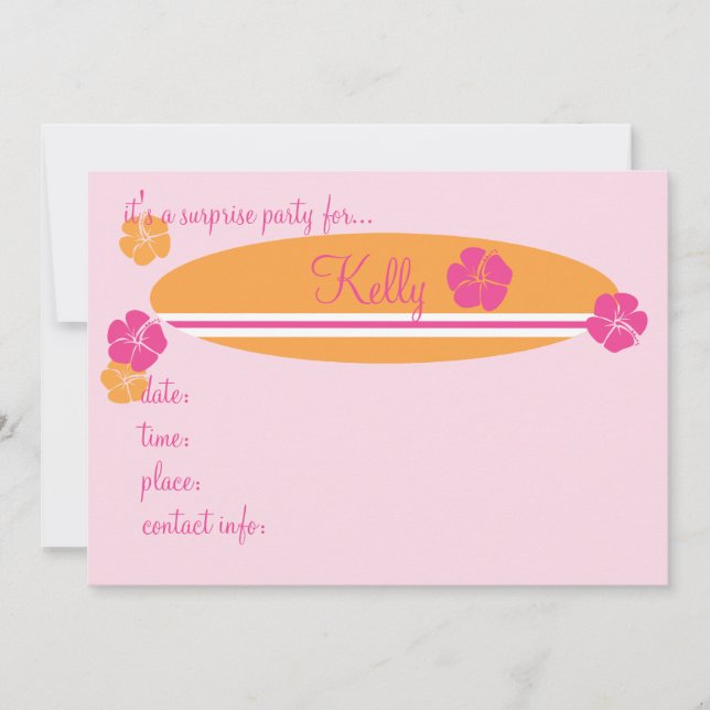 Convite Surfing Hibiscus (Frente)